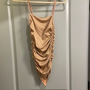 Rouched tan Free People bodysuit